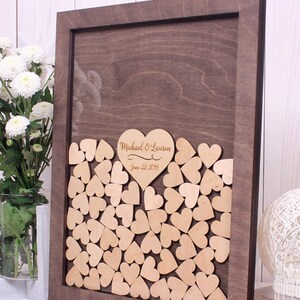 Guest book alternative Drop Box Wedding Guestbook Frame Hearts Guest Book Wooden Hearts guest book Rustic guest drop top box Wooden sign