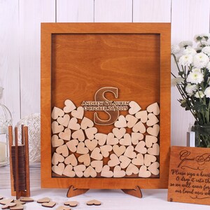 Drop Box Wedding Guestbook Family Initial Wedding Guest Book Alternative Guest Book Wooden Hearts guest book Rustic guest book drop top box