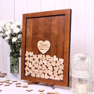 Pallet Drop Box Wedding Guestbook Family Name Wedding Guest Book Alternative Guest Book Wooden Hearts guest book Rustic guest drop top box
