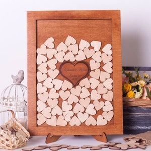 Guest book alternative Drop Box Wedding Guestbook Frame Hearts Guest Book Wooden Hearts guest book Rustic guest drop top box Wooden sign