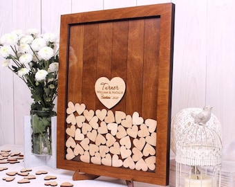 Pallet Drop Box Wedding Guestbook Family Name Wedding Guest Book Alternative Guest Book Wooden Hearts guest book Rustic guest drop top box