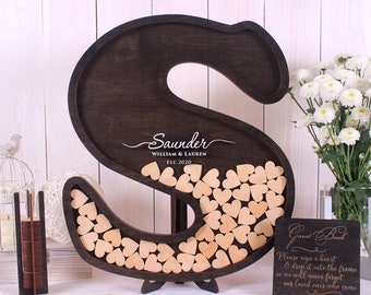 Family Initial Drop Box, Wedding Guestbook Alternative, Wedding Box Guestbook Wood Sign, Monogram Letter, Letter Wedding Guest Book, Frame