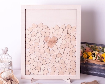 Drop Box Wedding Guestbook Frame Hearts Guest book alternative  Guest Book Wooden Hearts guest book Rustic guest drop top box Wooden sign