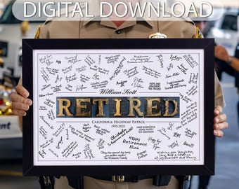 Police Retirement Guest Book Alternative - DIGITAL DOWNLOAD PRINT - Personalized Police Officer Gifts – Custom Gifts for Men or Women