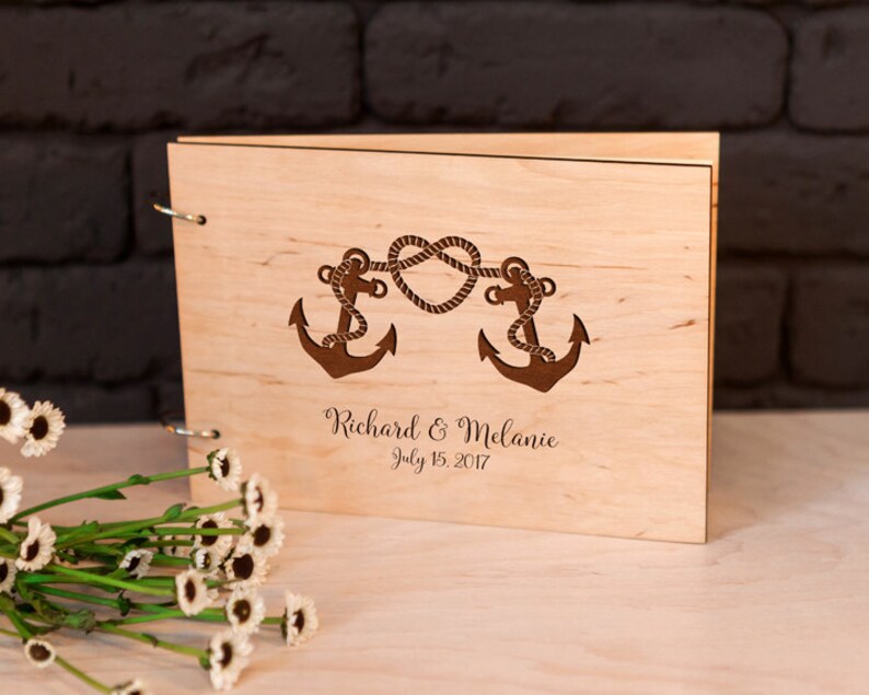 Rustic guest book Wedding guest book Nautical Anchor guestbook Etsy