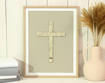 Jesús Cruz Minimalista, Cruz de Madera 3D, Arte de la pared cristiana, Decoración religiosa, Cruz moderna, Arte de Jesús, Arte de la pared de las Escrituras, Regalo de bienvenida