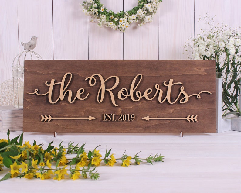 Personalized sign Wedding custom sign Family name sign Etsy