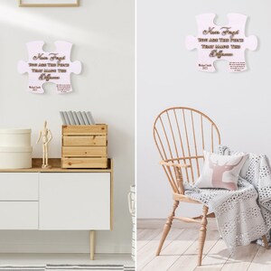 Peut inclure: Deux pi&egrave;ces de puzzle blanches avec le texte "N'oubliez jamais que vous &ecirc;tes la pi&egrave;ce qui fait la diff&eacute;rence" et le nom "Michael Smith 2023" sur une pi&egrave;ce. Les pi&egrave;ces sont accroch&eacute;es &agrave; un mur blanc.