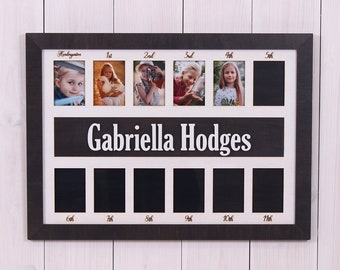 School Years k 12 Picture Frame, Kindergarten to graduation, 12 openings, Custom 3d display, 2.5x3.5", school days frame, k-12 sign