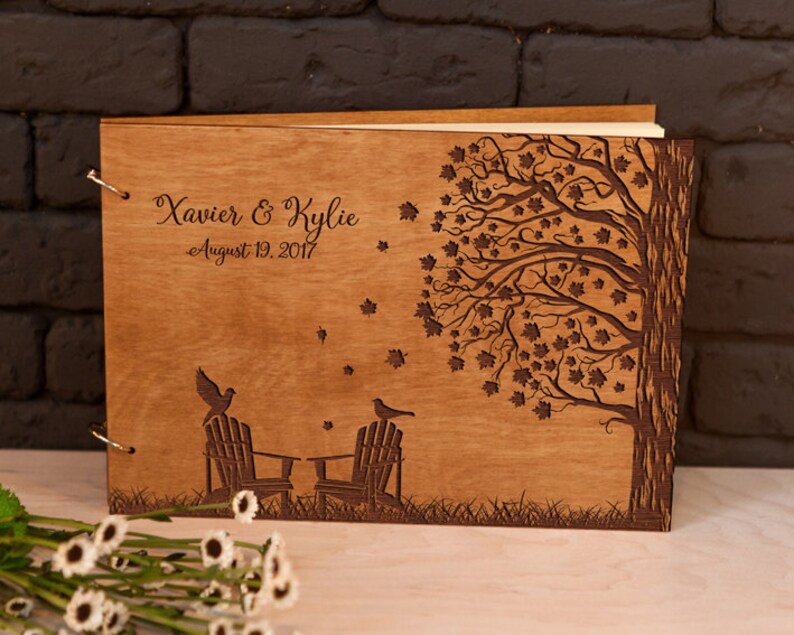 Wedding Guest Book Rustic Guestbook Wood Guest Book Custom Etsy
