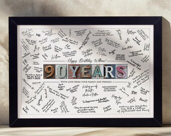 90th Birthday Gift & Guest Book - Personalized Photo Number Keepsake - Party Décor for Him or Her - Custom Date Art Sign