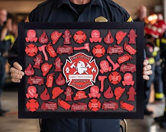 Firefighter Retirement Guest Book Alternative – Personalized Fire Captain Gift – Magnetic Sign-In Board – Fire Station Party Decor