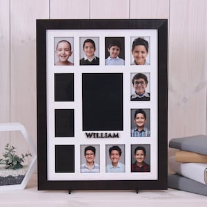 Photo collage frame, Picture Frame Collage, Woden Picture Frame, Collage Frame, 12 opening 2.5x3.5”, one 5x7”, personalized frames 15x20inch