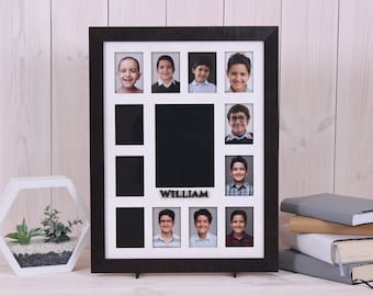 Photo collage frame, Picture Frame Collage, Woden Picture Frame, Collage Frame, 12 opening 2.5x3.5”, one 5x7”, personalized frames 15x20inch