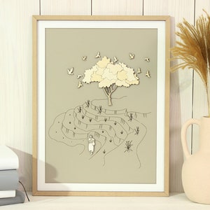 Parable of the mustard seed, 3D wood wall art, Christian Art, Faith as small as a mustard seed can move mountains, Bible art, Kingdom of God