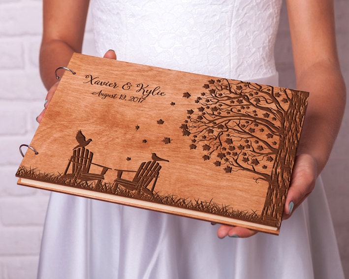 Wedding Guest Book Rustic Guestbook Wood Guest Book Custom Etsy