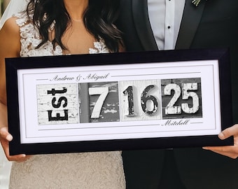 Custom Wedding Gift - Personalized Wedding Date Wall Art - Unique Bridal Shower Gift - 1st Anniversary Keepsake - gift for Husband & Wife