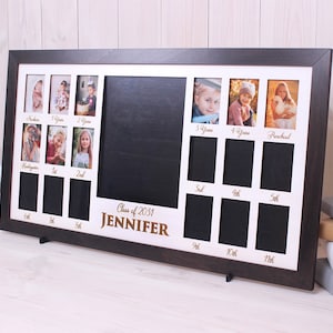 Newborn - School Years Picture Frame Personalized, Frame School Years, 19 openings, 2.5x3.5" and 8x10", 29x16inch, School-Year Photos