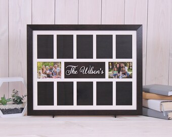 Personalized family 3d wood picture frame collage Custom photo frame Family 10 openings 3.5x5" and 2 openings 5x3.5", 23x18inch family gift