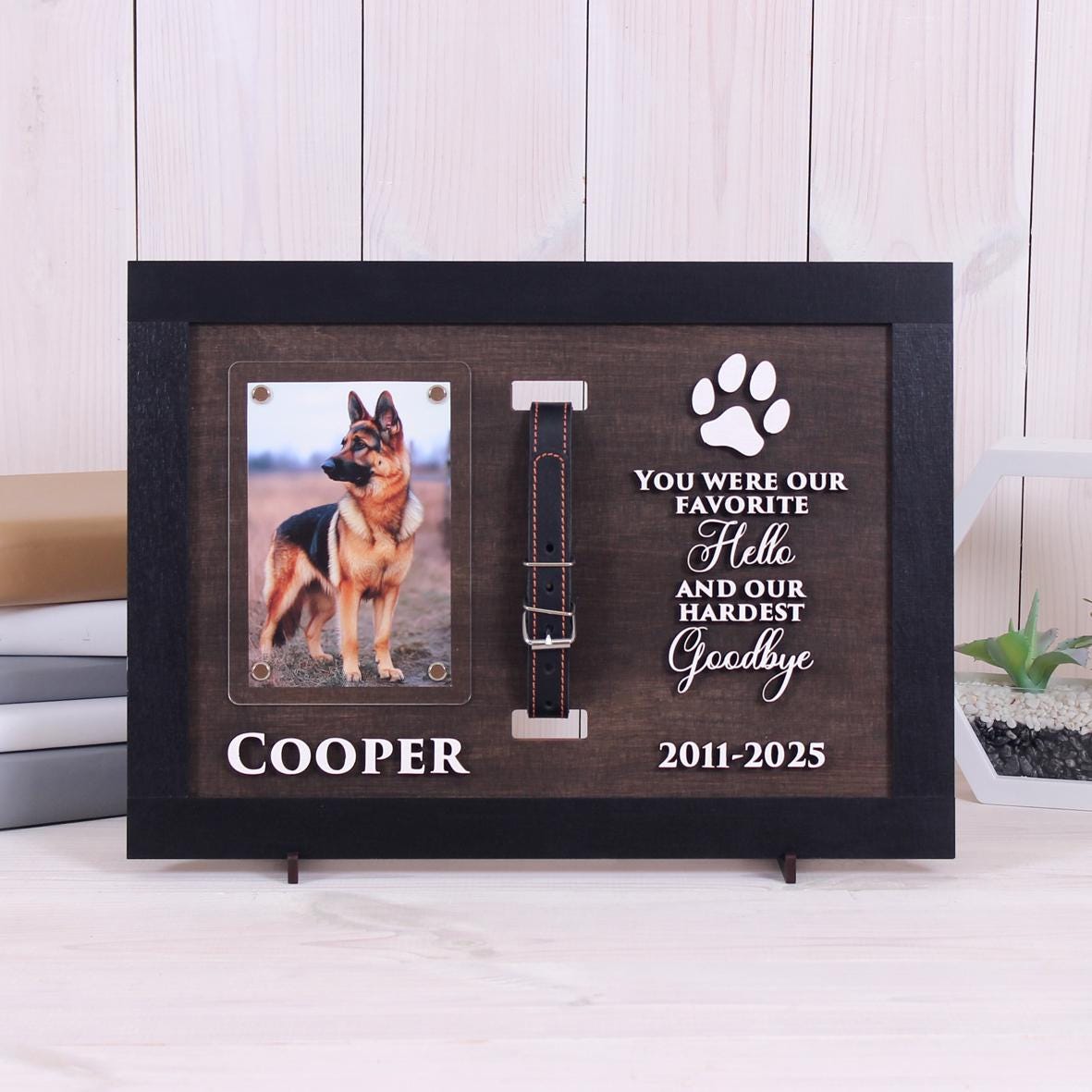 Customized Pet Memorial Frame Memorial Dog Collar Holder Dog Photo ...