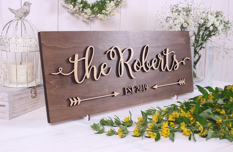 Personalized sign Wedding custom sign Family name sign Etsy
