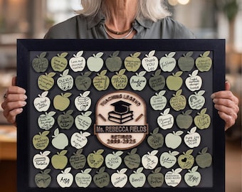 Teacher Retirement Guest Book Alternative – Personalized Teacher Gift – Custom Sign-In Board – Apple Theme Classroom Decor – Teaching Legend
