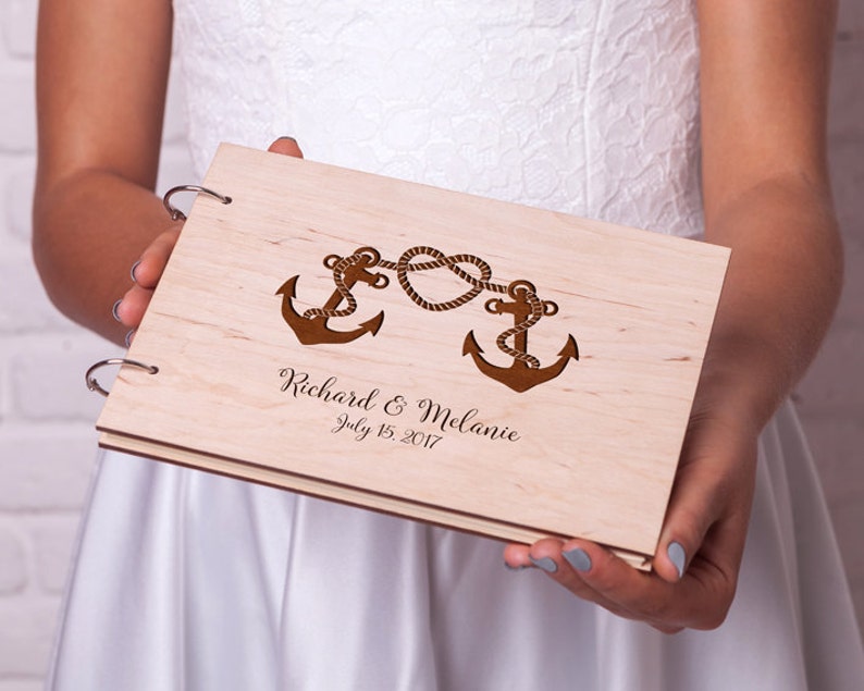 Rustic guest book Wedding guest book Nautical Anchor guestbook Etsy