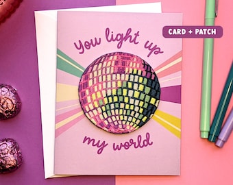 Disco Ball Valentine Card with Embroidered Patch