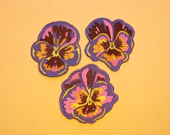 Pansy Flower Patch Set - Botanical Iron on Patches