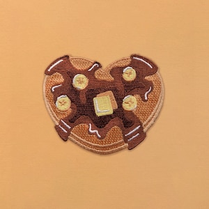 Banana Pankcake Heart Patch | iron on patch, kawaii patch, galentines day
