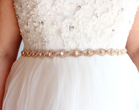 rose gold wedding dress belt