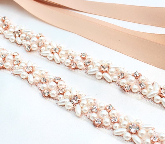 rose gold wedding dress belt