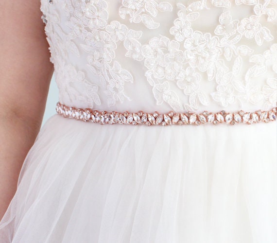 rose gold wedding dress belt