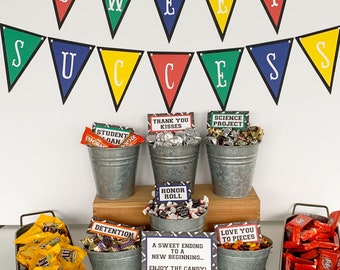 Graduation Party Bundle - Candy Bar Table - Sweet Success Banner plus Graduation Candy Sign set - Graduation Party - Graduation Party Favors