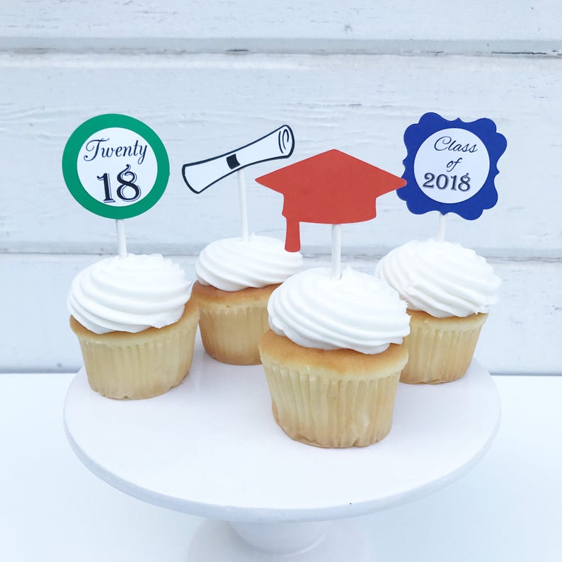 Graduation Cupcake Toppers Set Of 12 Graduation Party Ideas Etsy