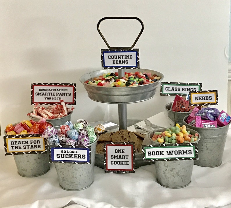 Graduation Candy Signs, set of 9 Candy Bar Sign Candy Sign Graduation Party Graduation Party Favors Candy Bar Candy Buffet Sign image 1