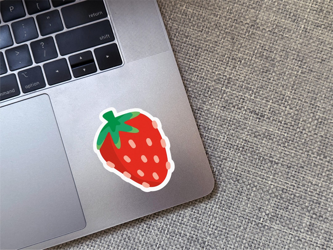Strawberry Vinyl Sticker: Cute Fruit Water-resistant Decal for Water ...