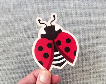 Lucky Ladybug Vinyl Sticker: Water Resistant Laptop Decal