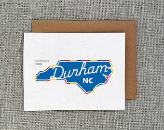Greetings from Durham, NC Elegant Script Greeting Card