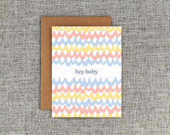 Hey Baby Pastel Scales Card – New Baby Shower Gift