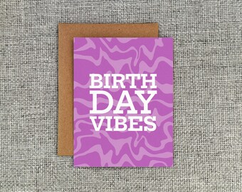 Birthday Vibes Warped - Psychedelic Purple Birthday Card