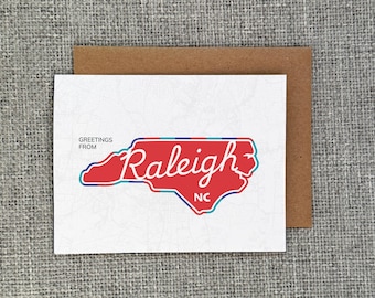 Greetings from Raleigh, NC Elegant Script Greeting Card