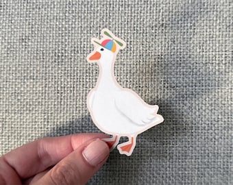 Silly Goose Sticker: Quirky Animal Water-Resistant Vinyl Decal for Laptop, Water Bottle, Notebook - 3 inch