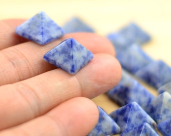 Natural Blue Sodalite Pyramid Cabochons Ring Cab Gemstone Polished Small Loose Stones 14mm Square Base 10mm High