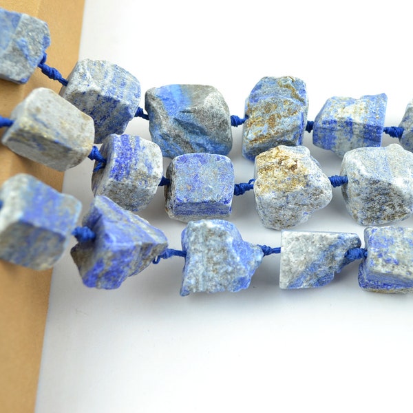 Natural Lapis Lazuli Nugget Beads Center Drilled Raw Rough Blue Lapis Lazuli Stone Beads Organic Shape