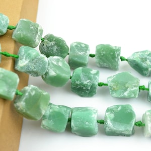 Natural Raw Green Aventurine Nugget Beads Center Drilled  Rough Stone Beads Organic Shape