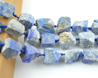 Natural Lapis Lazuli Nugget Beads Center Drilled Raw Rough Blue Lapis Lazuli Stone Beads Organic Shape