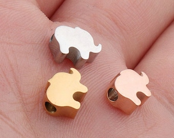 5Pcs 8mm elephant Pendant Polished elephant Charm 18K Gold Plated Stainless Steel elephant Chokers Pendant Beads for Necklace Bracelet DIY