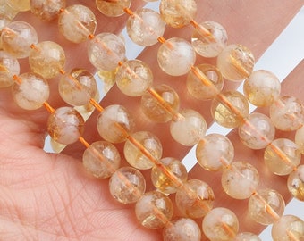 Keine behandelte natürliche Citrin Perlen echte goldene gelbe Kristall runde lose Perlen Quarz Größenoptionen 4mm 6mm 8mm 10mm 12mm Groß-Großhandel Lot