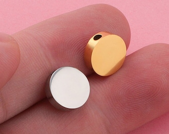 5Pcs 10mm Stainless Steel Rondelle Beads Centre Drilled Loose Spacer Bead For DIY Necklace Bracelet Metal Beads Jewelry Making 2mm Hole